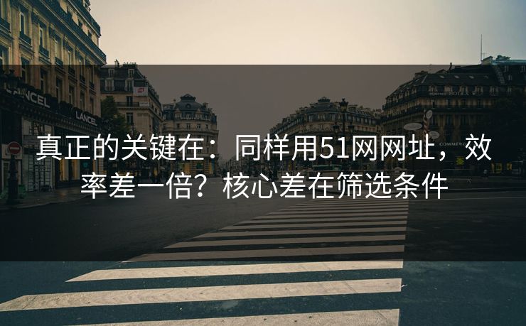 真正的关键在：同样用51网网址，效率差一倍？核心差在筛选条件