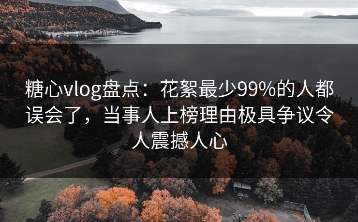 糖心vlog盘点：花絮最少99%的人都误会了，当事人上榜理由极具争议令人震撼人心