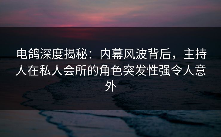电鸽深度揭秘：内幕风波背后，主持人在私人会所的角色突发性强令人意外