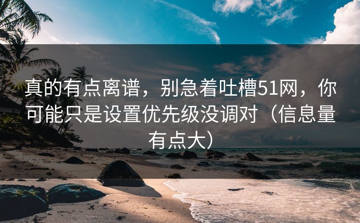 真的有点离谱，别急着吐槽51网，你可能只是设置优先级没调对（信息量有点大）